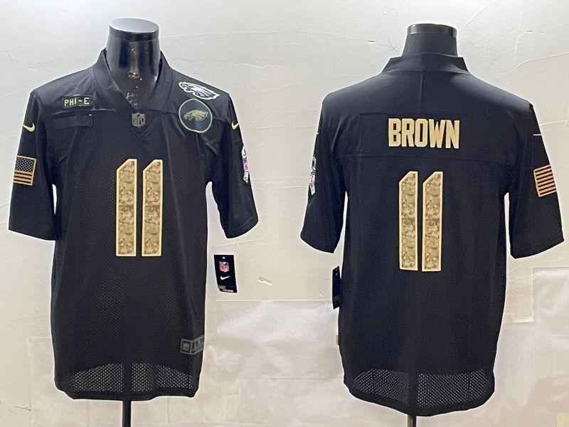 Men Philadelphia Eagles #11 Brown Black 2025 Nike Salute to Service Limited NFL Jersey style 2->philadelphia eagles->NFL Jersey